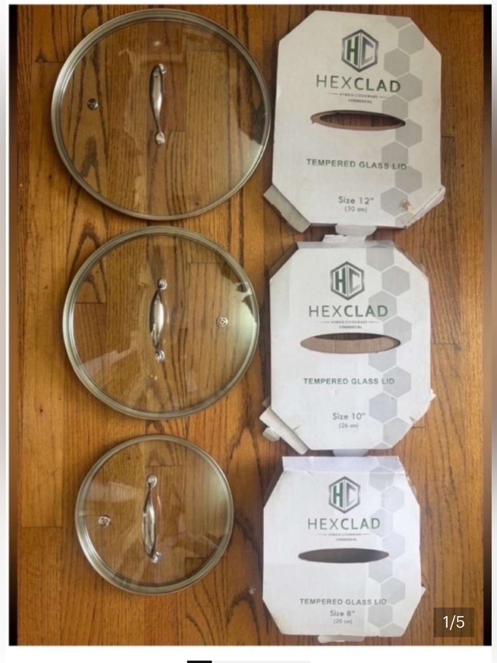 HexClad Tempered Glass Lids Set - Clear with Stainless Handles